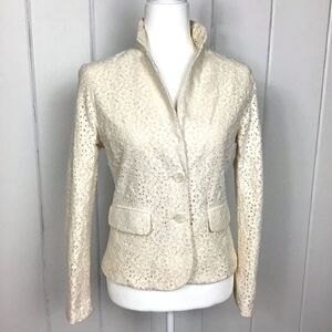 Kenar Cream Cotton Eyelet Lace Blazer - XS‎